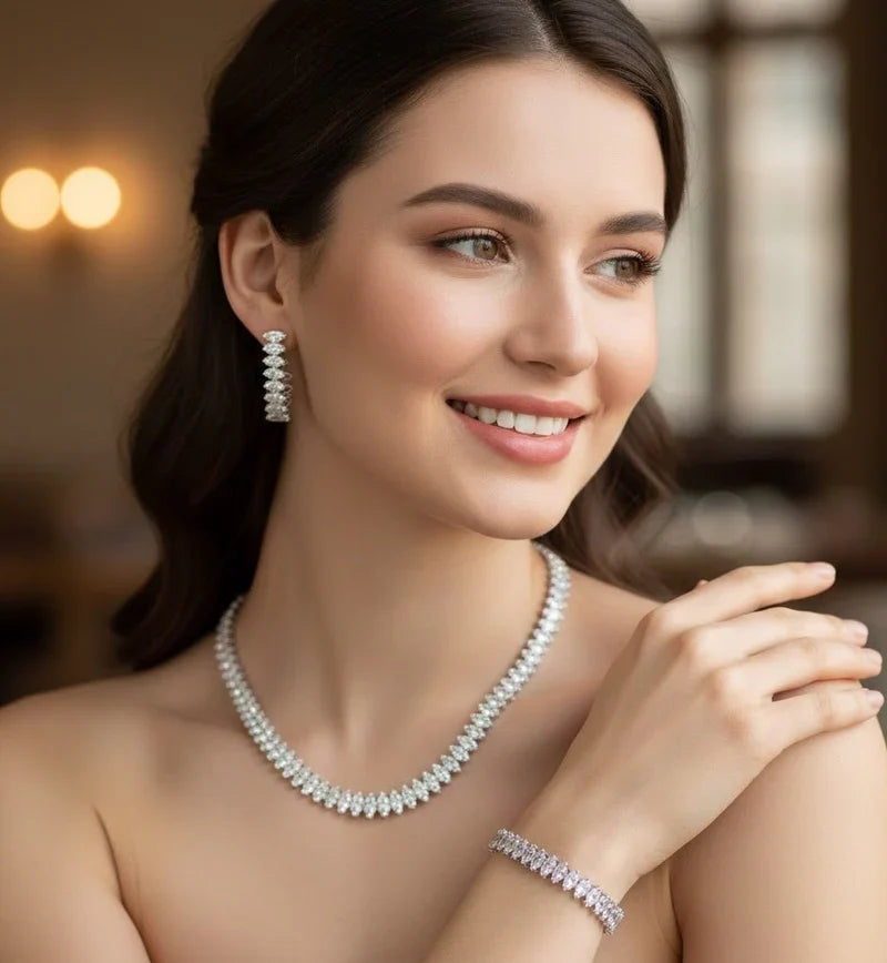 Ice White Marquise Crystal Jewelry Set