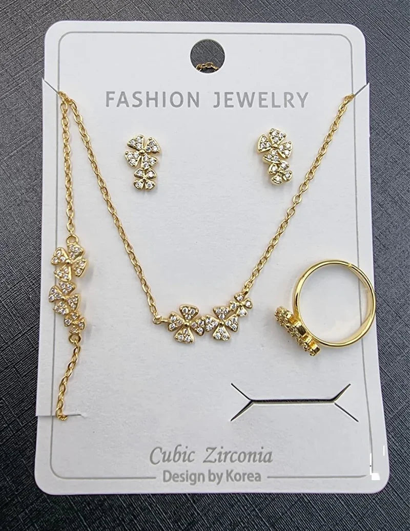 Clover Cubic Zirconia Jewelry Set